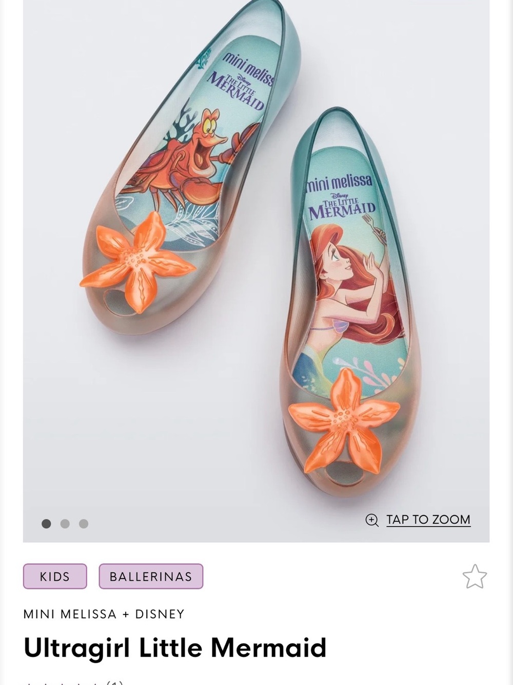 Mini Melissa Kids Little Mermaid Jelly Ballerina Shoes in Teal and Orange